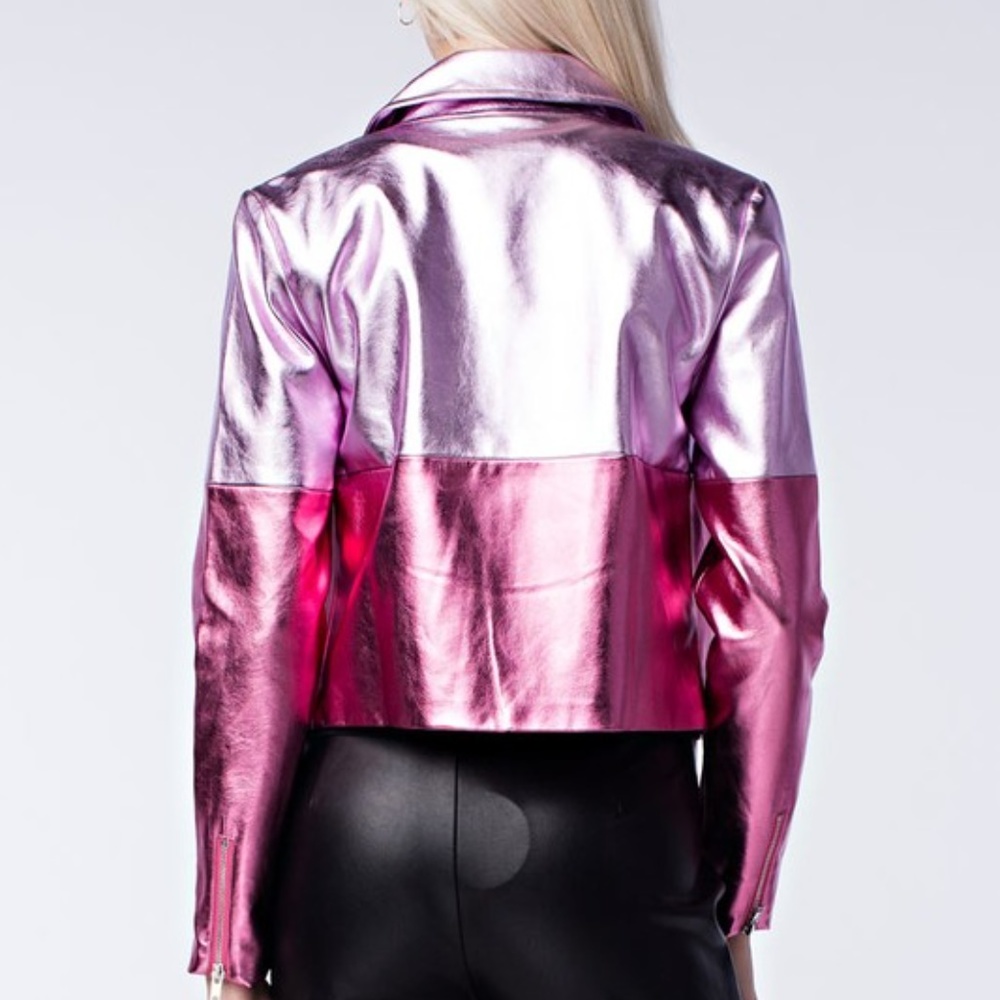 CANDIE Pink Womwns Metallic Jacket Two Tone - Picture 4 of 4